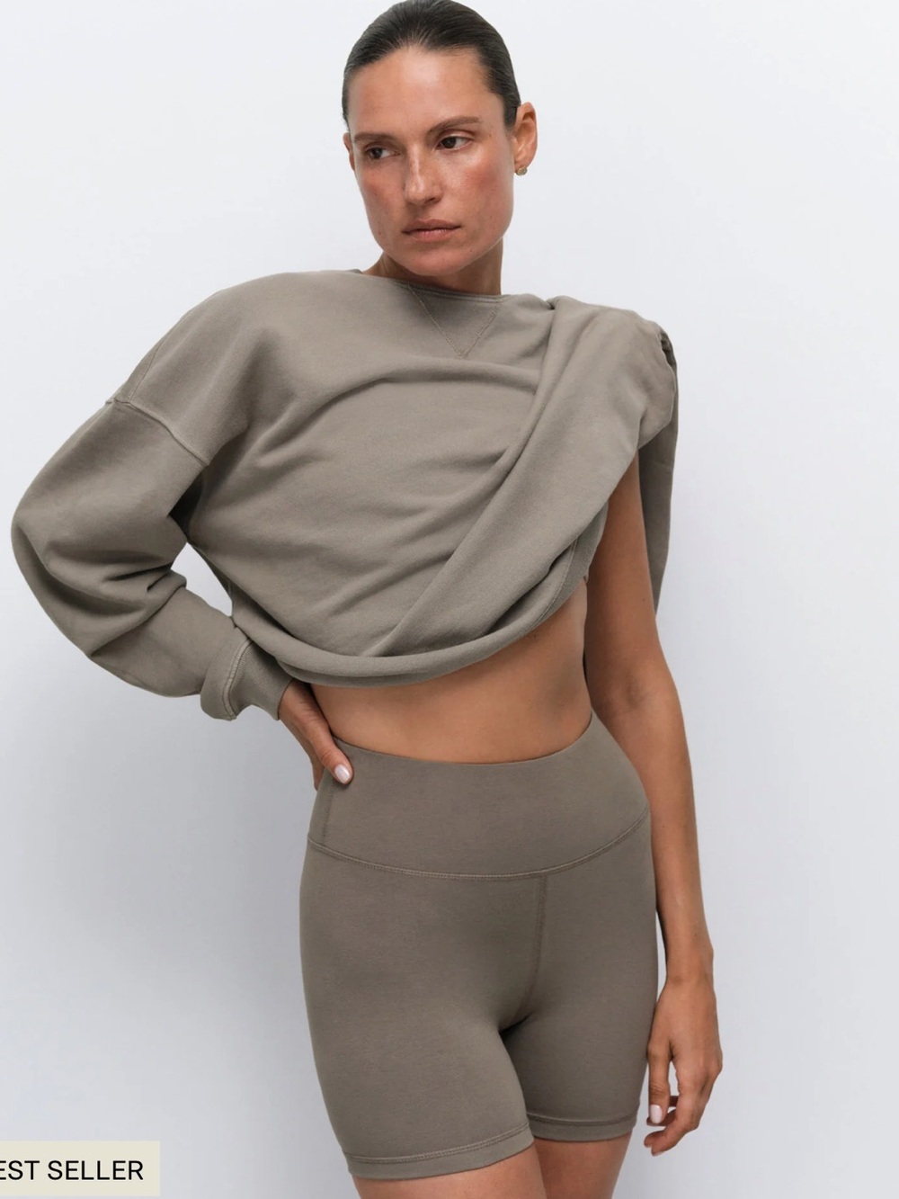 Mate the label Organic Stretch Biker Short 4" pebble size XS